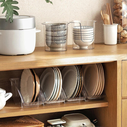 (4) Shockproof Anti-cracking Bowl Storage Rack Plastic Practical Individual Grid Plate Storage Rack for 1