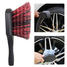 Car Wheel Brush Tire Cleaning Brush Soft Bristle Short Handle for Car Rims Scratch Deep Clean Red Black