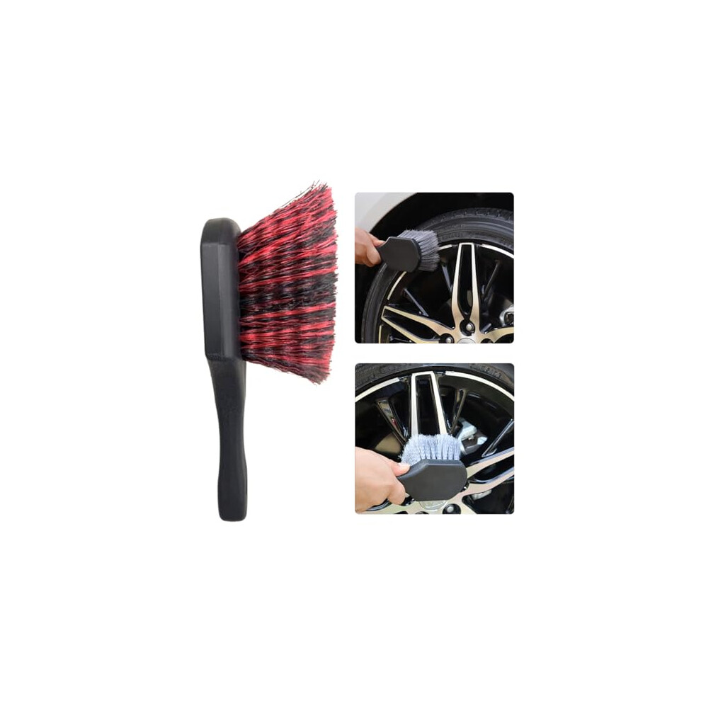 Car Wheel Brush Tire Cleaning Brush Soft Bristle Short Handle For Car Rims Scratch Deep Clean Red/Black 9771547948544