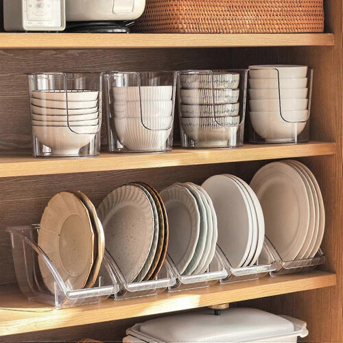(4) Shockproof Anti-cracking Bowl Storage Rack Plastic Practical Individual Grid Plate Storage Rack for 2