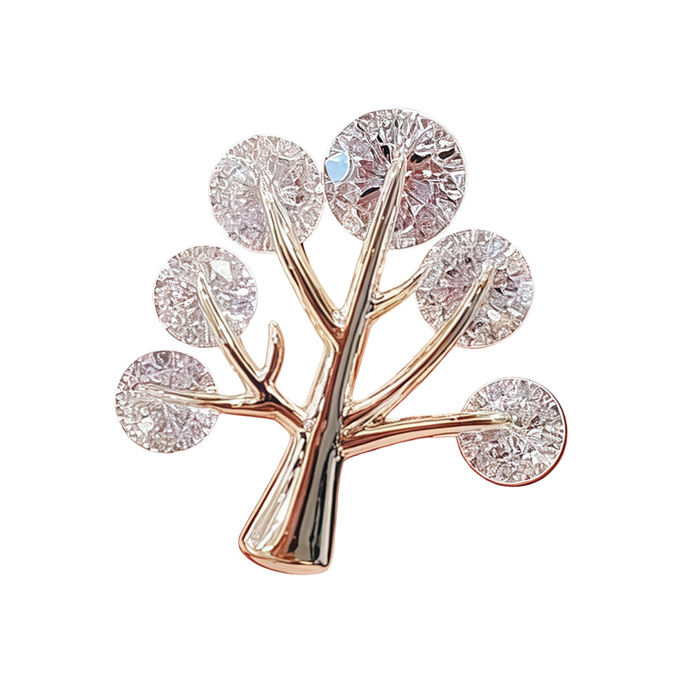 Exquisite Alloy Tree Shaped Brooch Zircon Crystal Leaf Lapel Pin