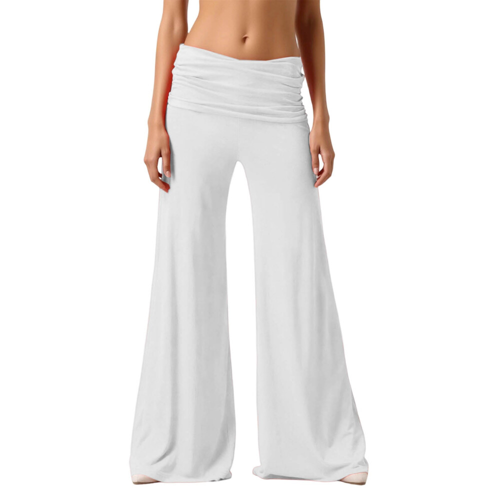 Coral-colored rolled-up yoga pants, stylish color-White M-image-OPC-PT7VB7M-NEW