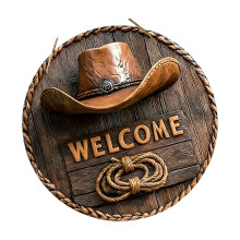 Western Theme Welcome Plaque For Porch Or Garden Yard-B