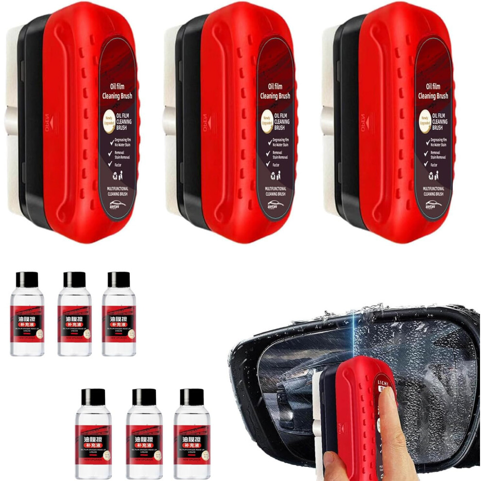 Car Windshield Oil Film Cleaner Brush Set, Fast Oil Film Removal For Clear Streak Glass (3Pcs) 9330225428466