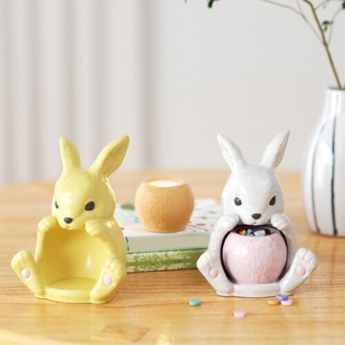 Candle Holder Mould Adorable Sitting Rabbit Silicone Casting 1