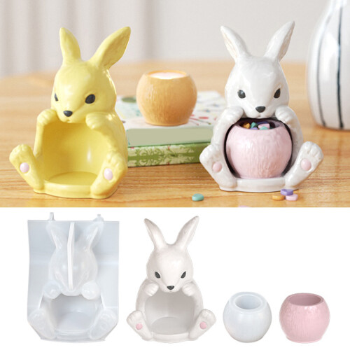 Rabbit Shape Silicone Mold For Candle Holder Epoxy Resin Soap 2