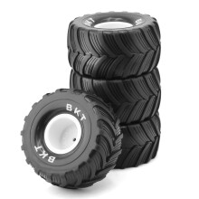 1/18 Scale RC Monster Truck Tires 100mm Rubber Wheels 12mm Hex Off Road DeepTread Rims White 4PCS