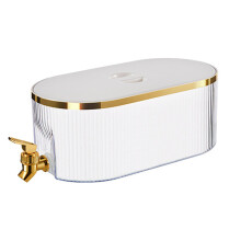 (Elegant white) Faucet Cold Kettle with Lid 5.3L Fruit Tea Refrigerator Freezing Dispenser
