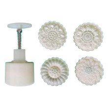 (3) Plastic Mooncake Mold 125g Animal Flower Stamp Cookie Cutter Mould Diy Baking