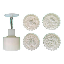 (4) Plastic Mooncake Mold 125g Animal Flower Stamp Cookie Cutter Mould Diy Baking
