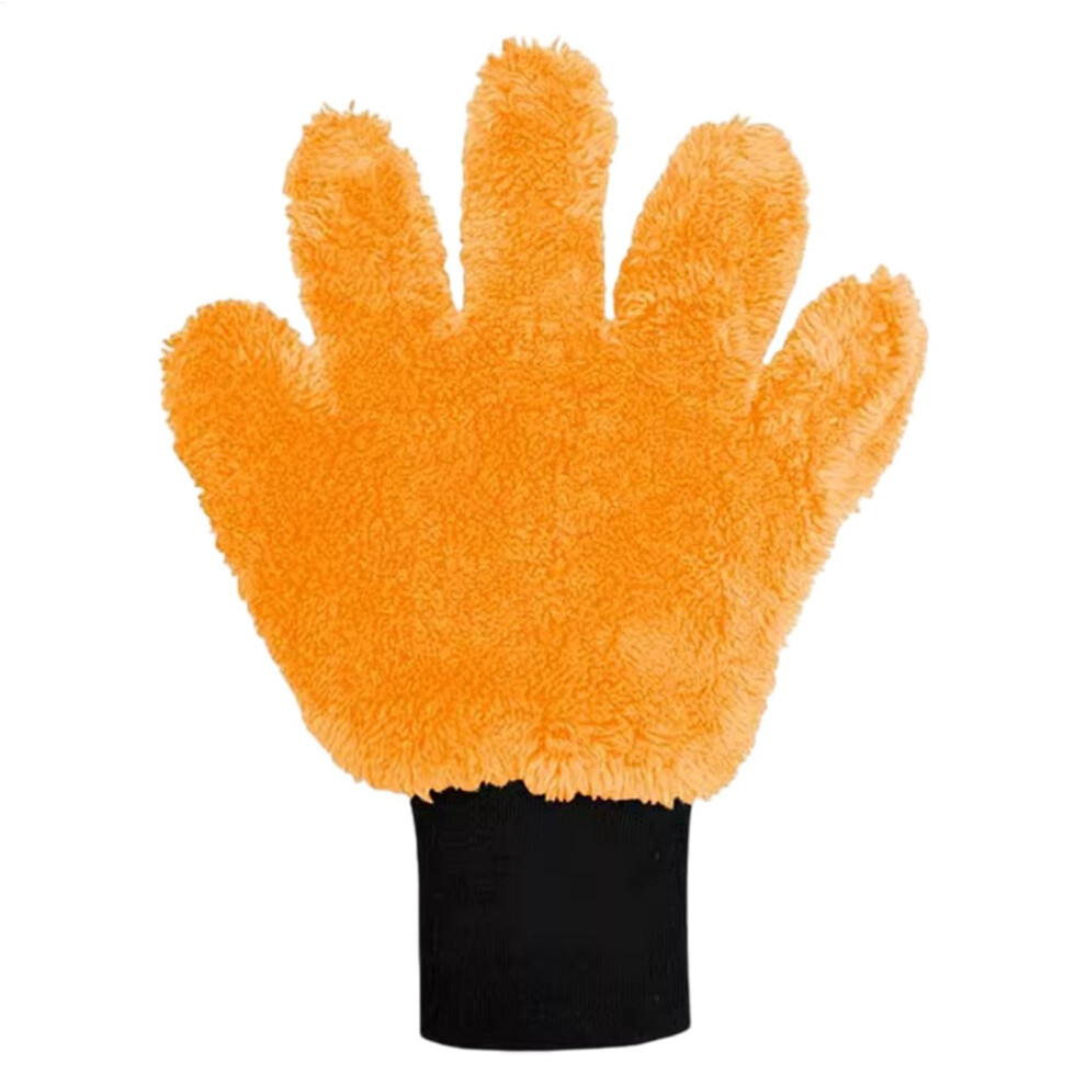 Five Finger Car Wash Mitt No Scratch Microfiber Cleaning Glove For Interior And Exterior Use Orange 9330225428831