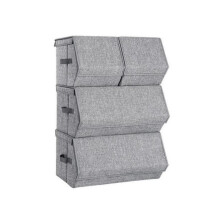 Caixas de armazenamento conjunto de 4 baús de armazenamento organizador de brinquedos empilháveis com tampa estrutura metálica fechamento