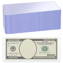 60PCS Clear Currency Sleeves for Paper Money, Dustproof Bill Protector Holders PVC 6.8x2.9 Inch