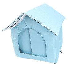 Blue Fabric Outdoor Cat House, Weatherproof