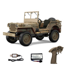 1/10 RC Military Truck Rock Crawler with Lights, Realistic Scale Detailing, Detachable Accessories, Yellow