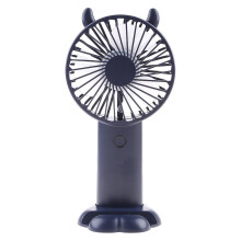 (Dark Blue) Portable Handheld Fanwith 5 Speeds Lcd Display Battery Operated