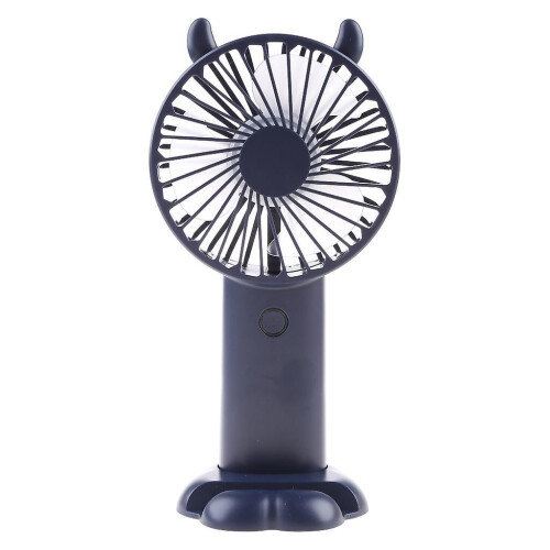 (Dark Blue) Portable Handheld Fanwith 5 Speeds Lcd Display Battery Operated