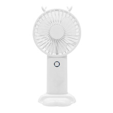 (White) Portable Handheld Fanwith 5 Speeds Lcd Display Battery Operated