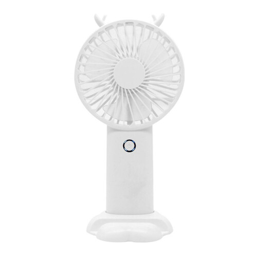 (White) Portable Handheld Fanwith 5 Speeds Lcd Display Battery Operated