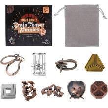 9pcs Metal Brain Teaser Puzzles Set, Durable Wire IQ Challenge Game for Adults and Teens