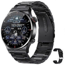 (Black) Men's Dial Call Smart Watch NFC Heart Rate Monitor Steel Sport Fitness Tracker