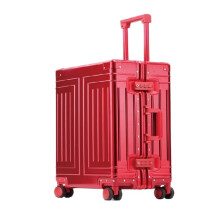 24 Inch Aluminum Hard Shell Luggage with TSA Lock, 360 Spinner Wheels, Lightweight Travel Suitcase (Red)