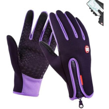 (Purple, M) Gloves for Men Women Thermal Touch Screen Windproof Gloves Motorcycle Riding Bicycle Cycling Hiking Glove