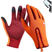 (Orange, XL) Gloves for Men Women Thermal Touch Screen Windproof Gloves Motorcycle Riding Bicycle Cycling Hiking Glove