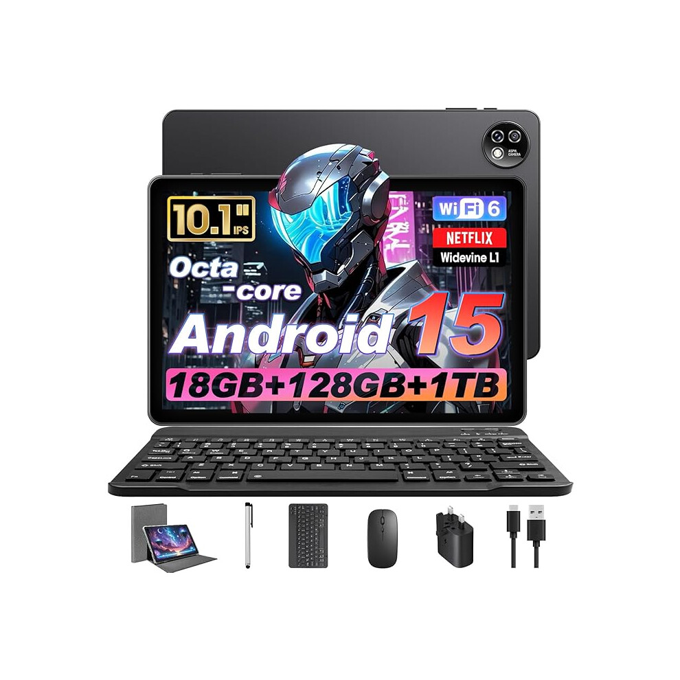 Android 15 Tablet 10 Inches, Octa-Core Cpu, 18Gb Ram, 128Gb Rom Tf 1Tb 800X1280 Widevine L1, Wifi 6 & Bt 5.4, Dual Speakers, 5Mp + 8Mp, 6000Mah 10569832