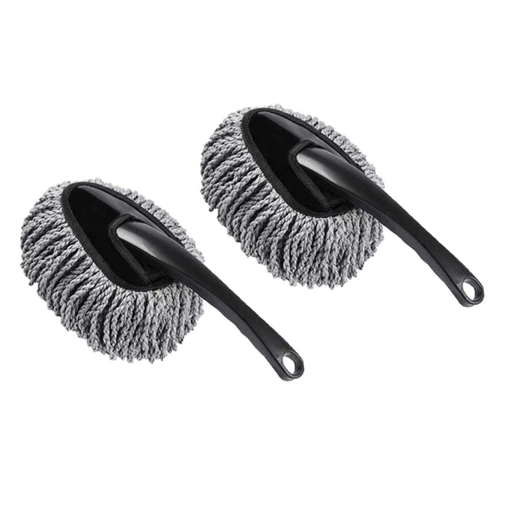 Wax Treated Car Duster Brush With Soft Fibers And Non Slip Handle, 29X8.5cm For Interior Cleaning Gray 9073542099109