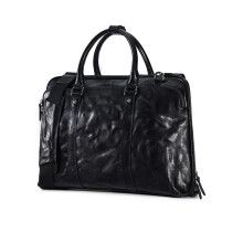 Leather Men's Briefcase for Work, Vintage Cowhide Messenger Bag with Organized Compartments