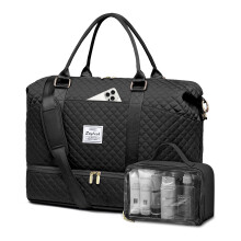 Travel Duffle Bag with Shoe and Toiletry Compartments, Wet Pocket, Laptop Sleeve, Weekender Bag for Women