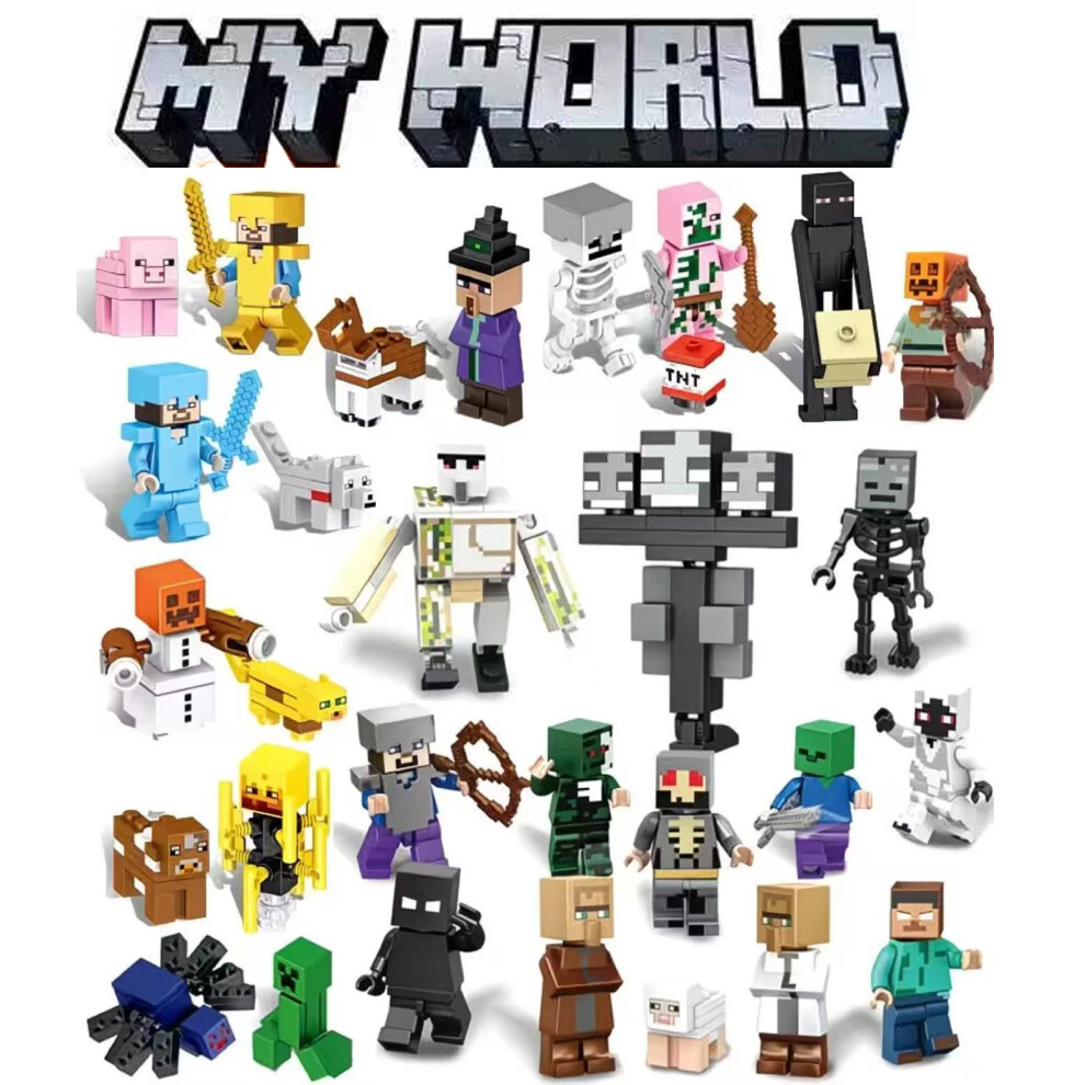 Bonxaif 29Pcs My World Series Minecraft Figures Compatible With Lego Bricks Uk Priority Delivery