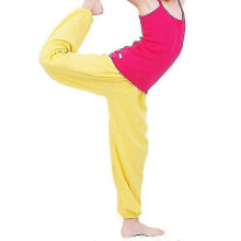 (11-12 Years, Yellow) Kids Plain Loose Long Pants Yoga Dancing Bloomers Aladdin Trousers