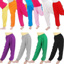 (4-5 Years, Black) Kids Plain Loose Long Pants Yoga Dancing Bloomers Aladdin Trousers