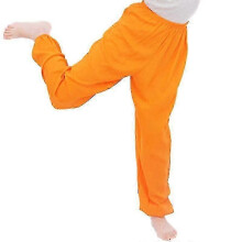 (10-11 Years, Orange) Kids Plain Loose Long Pants Yoga Dancing Bloomers Aladdin Trousers
