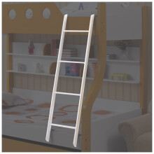 White Hook On Bunk Bed Ladder, Rust Resistant Metal Loft Ladder with Wide Non Slip Steps, 1.3m