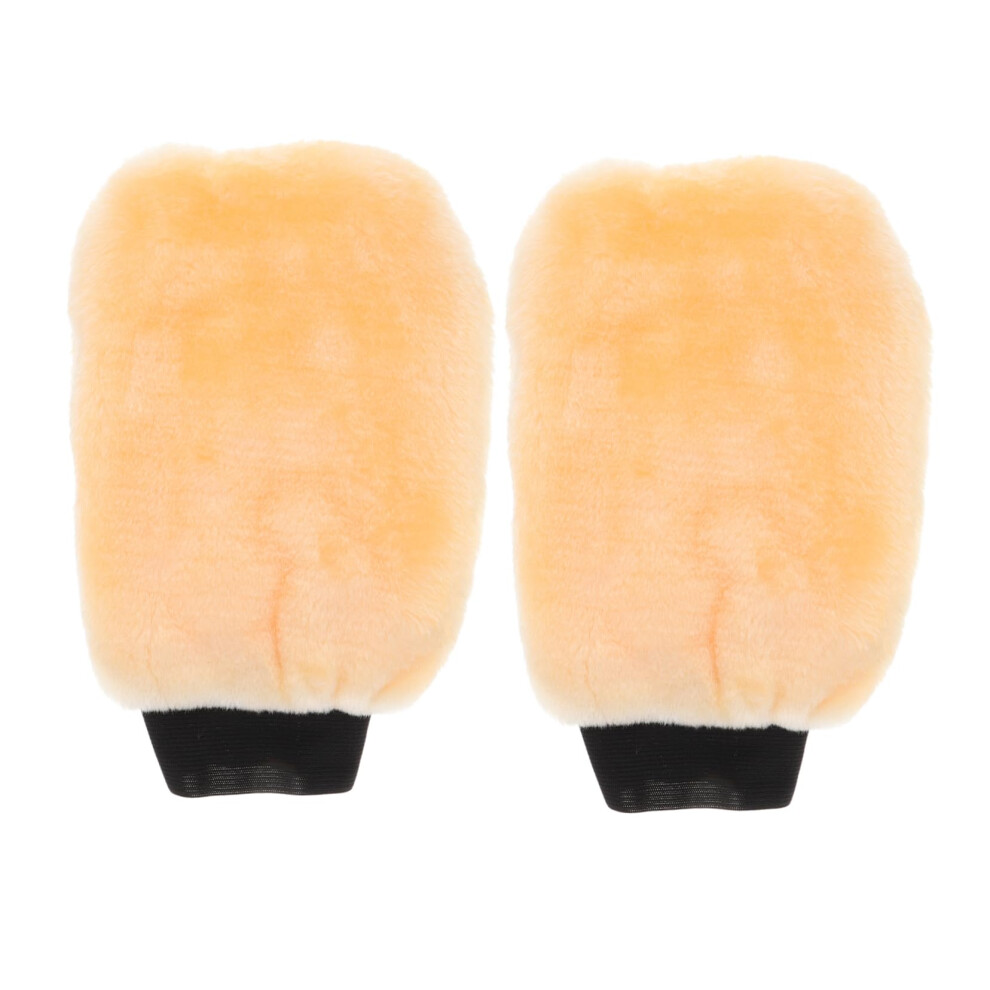 2Pcs Super Absorbent Wool Car Wash Mitts Scratch Detailing Gloves For Washing And Waxing 9330225430469