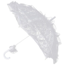 Automatic Folding Umbrella with White Lace Canopy, OneTouch Auto Close, Compact Travel Parasol
