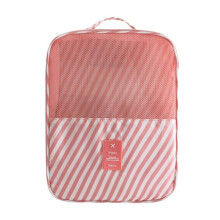 Travel Shoe Bag Waterproof Durable Design for Men and Women with TwoWay Zipper Pink Stripe