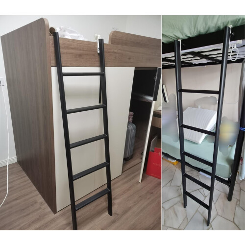 Black Metal Bunk Bed Ladder with Adjustable Length, Stable Construction and Easy Hook Installation 1