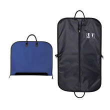 Blue Oxford Cloth Garment Bag for Travel and Storage, Foldable Suit Carry Bag with Leather Handle