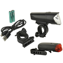 Fahrrad Set LED Frontlicht Akku + Rücklicht 50 Lux