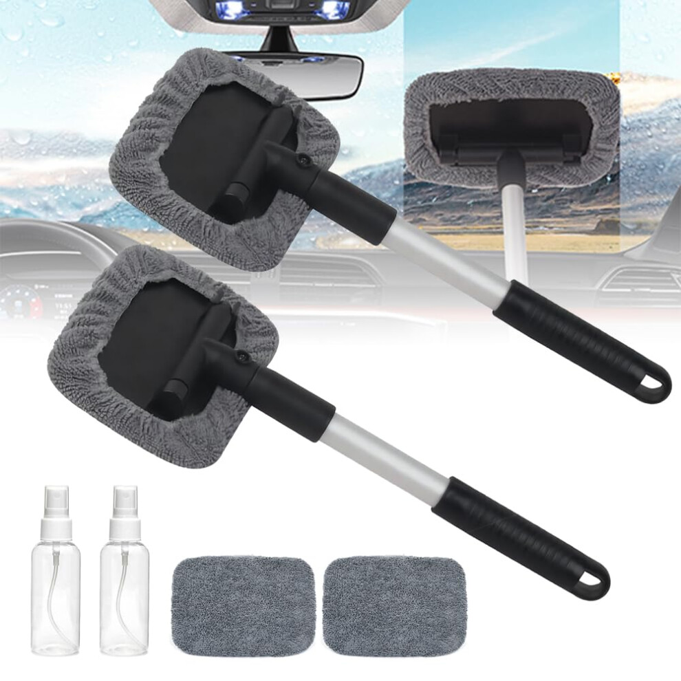 Windshield Cleaning Tool For Car Truck Suv, Magnetic Car Window Cleaner Kit With Reusable Microfiber Pads, Streak Result (2Pcs) 9771547951131