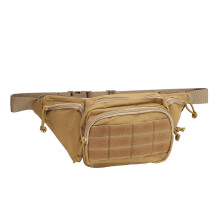 Sports Waist Bag Adjustable Nylon Running Belt Khaki with Multiple Pockets and Secure Bottle Holder