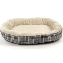 Dog bed Orthopaedic Fleece Lining in Jute plaid