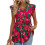Women's  Blouses, with Ruffle Sleeves, Spring Elegant-Red XL 1