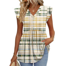 Women's  Blouses, with Ruffle Sleeves, Spring Elegant-Yellow L