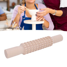 Clay Rolling Pin Wood Grid 21x3.5cm/8.3x1.4in