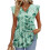 Women's  Blouses, with Ruffle Sleeves, Spring Elegant-Green L 1